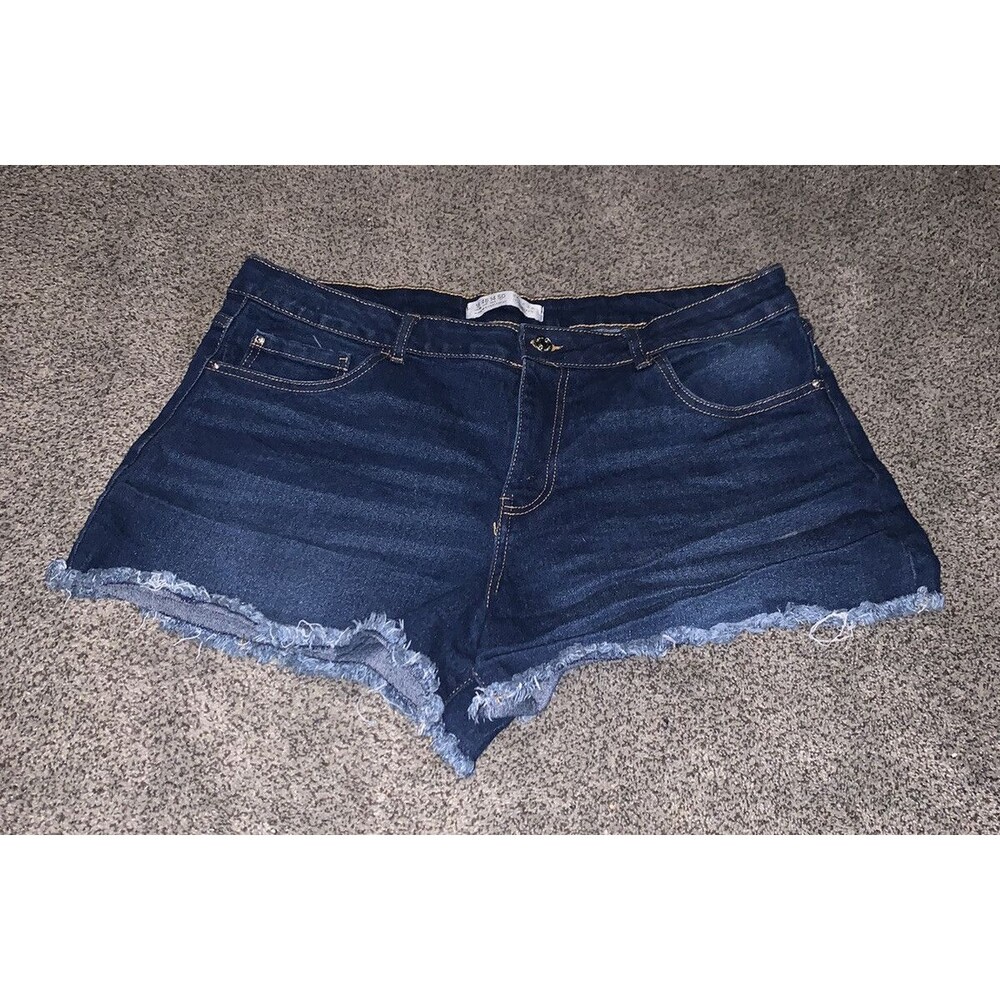 Denim Co Dark Wash Frayed Hem Shorts Size 14